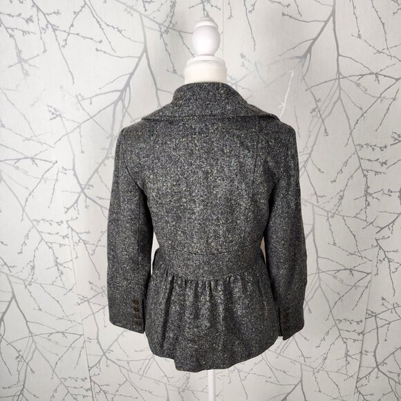 Cynthia Steffe Gray Tweed 100% Wool Double Breasted Peplum Peacoat - Picture 4 of 9